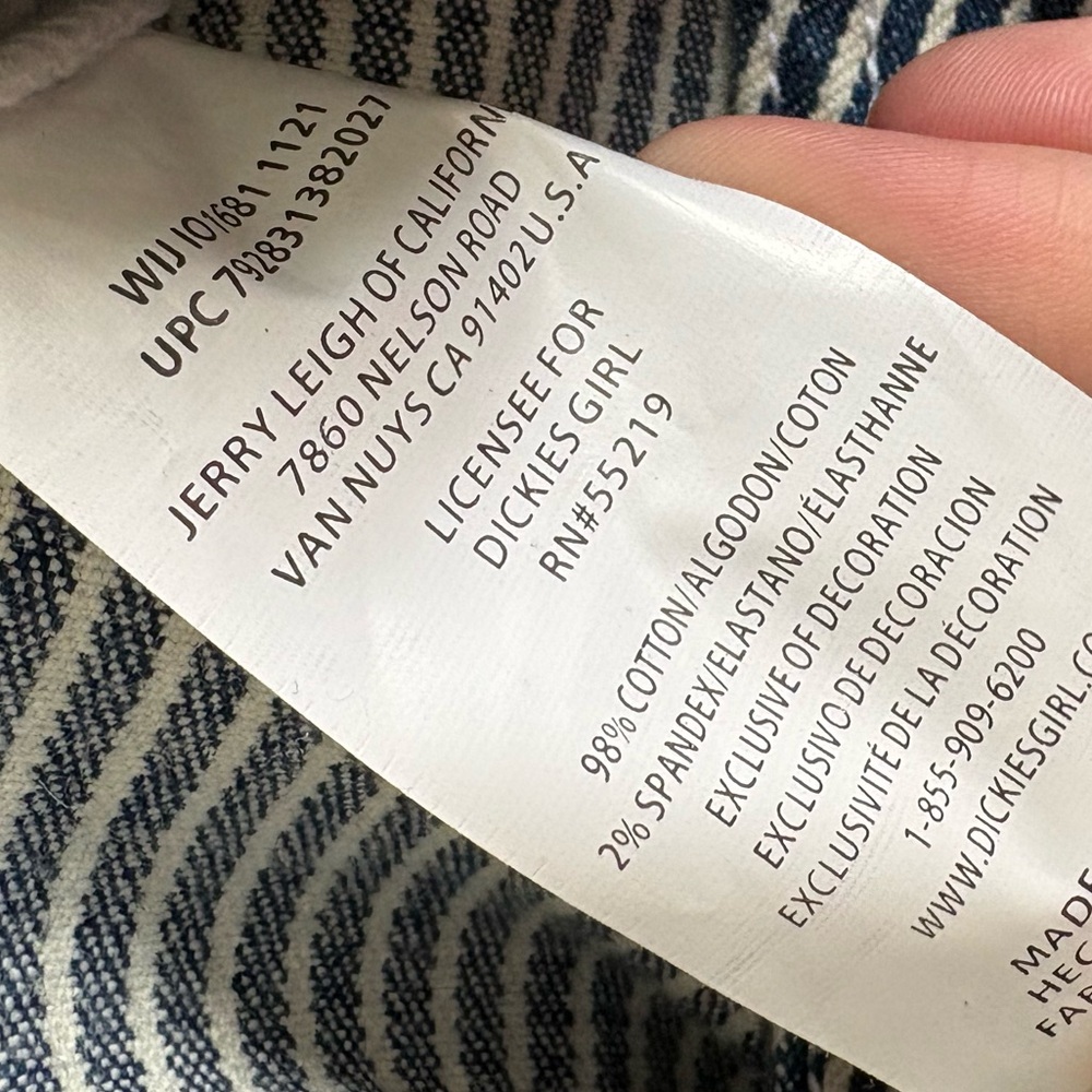 Dickies Women's Hickory Navy/White Striped Overalls Size X-Large - Picture 9 of 9